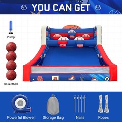 OZIS Inflatable Basketball Hoop Game with Balls & Blower, Indoor/Outdoor Party