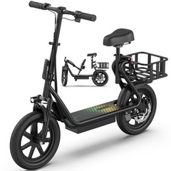 Adults Electric Scooter with Seat,Dual Suspension,500W motor 22MPH 27Miles Range