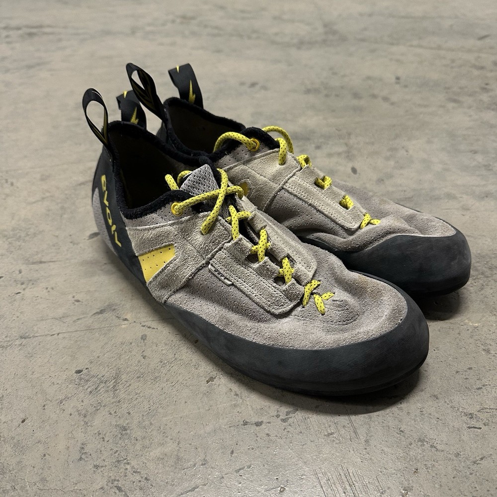 Evolv Rock Climbing Shoes Trax USA Canvas Outdoor Grey Size 12 Mens
