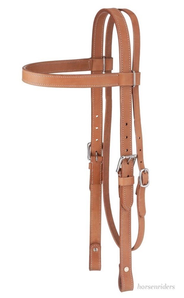 Draft Horse Western Browband Headstall – Bridle – Light Oil Leather