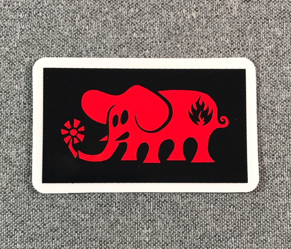 Black Label Elephant Skateboard Sticker 3 inches red