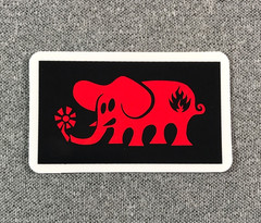 Black Label Elephant Skateboard Sticker 3 inches red