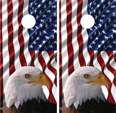 Waving American Flag Bald Eagle #2 Cornhole Board Decal Wrap Wraps