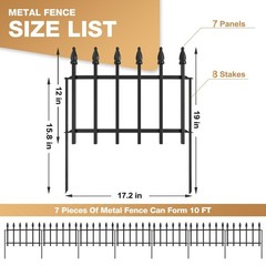 Decorative Garden Fence 10ft (L) x 19in (H) – 7 Panels Heavy Duty Garden Fenc…