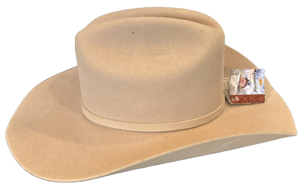 Alan Jackson Collection Cracker Barrel Boxed Cream Color Wool Felt Cowboy Hat M