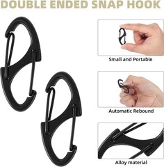 20pc Alloy S Carabiner Clips, Dual Opening Design, Keychain Snap Hooks, Mini Car