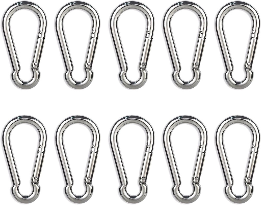 10 PCS Stainless Steel Carabiners Spring Snap Hooks Heavy Duty Keychain Clip NEW