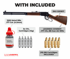 Umarex Legends Cowboy .177 Calibe Lever Action Air Rifle with CO2 and BBs Bundle