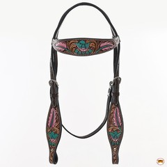 Western Headstall and Breast Collar Set HILASON Tooled Leather Horse Bridle Tack