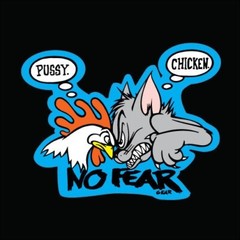 PUSSY CHICKEN, NO FEAR GEAR Vinyl Decal Stickers Vintage Motocross Skateboard