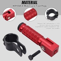 M8 90° Foldable Motorcycle Foot Pegs, CNC Aluminum Alloy & Anti-Skid Red