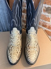Dan Post Men’s Genuine Python Western Cowboy Boots Black Stitch Shaft Size 9D