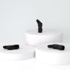 3AN Female to AN3 Male Flared Black Aluminium 45 Degree Swivel YZGM-3AN-45