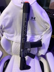 6mmproshop AEG rifle, 1 magazine, 1 red dot, battery and charger