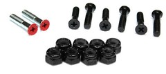 SKATEBOARD HARDWARE 1 in PHILLIPS NUTS & BOLTS 2Red, 6blk High Grade Steel
