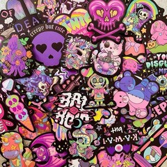 30Pcs Random Cute Creepy Gothic Pastel Skull Skeleton Waterproof Stickers