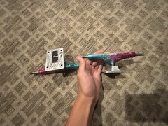 Thunder Trucks Skateboard Trucks Pair Blue/Pink Multi-Color Baseplates Axles