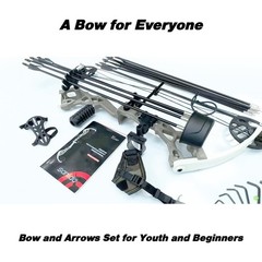 Youth Compound Bow Kit for Beginners – 19″-28″ Draw Length, 15-30 LBS, Arrows In