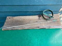VINTAGE ARCHERY BOW FISHING REEL AND ARROW WITH CARP POINT FOR BOWFISHING