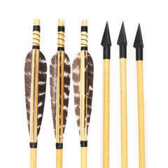 6/50pcs 31″ Wooden Arrows Arrowheads Wood Shaft Handmade Bow Hunting 5″ Feather