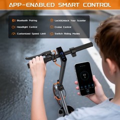 Kids Folding Electric Scooter App Control,350W 19MPH Age 8-12 Years Old ESCOOTER
