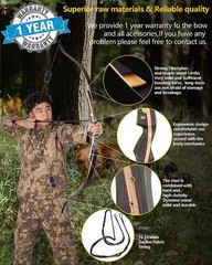 US 62″ 20-50LBS Takedown Recurve Bow Kit Wooden Archery Arrows Target Hunting RH
