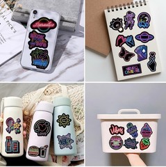 50Pcs Random Cool Neon Waterproof Vinyl Stickers For Water Bottle Laptop