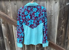 Tobys Equestrian Western Pleasure Horsemanship Show Shirt Teal Purple Bling Zip