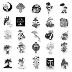 50 Pack of Mushroom Gothic Stickers for Laptop/Water Bottle/Phone Case Decals
