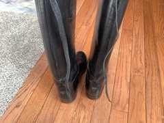 From Spain Equestrian RIDING BOOTS Black Leather Tall Sz Is Estimate 6.5-7