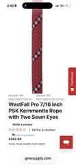 Westfall Pro 7/16 Inch PSK Kernmantle Rope 7/16 X 122 Meters (386 Ft)