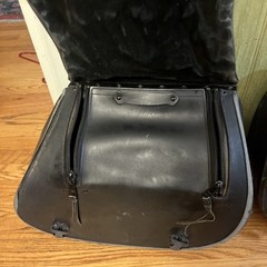 2 Heavy-duty Motorcycle US Saddlebags Large Leather Pair Flames Set Black Lock