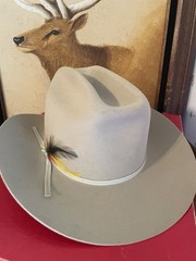 4X Stetson Cowboy Beige-Tan Feather Hatband Size 6 3/4