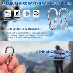 10pcs Small Carabiner Clip Heavy Duty Spring Snap Hooks Durable Alloy Mini