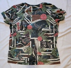 adidas T Shirt Womens XL Black Trefoil Logo Floral Geo Print Graphic Tee Jungle