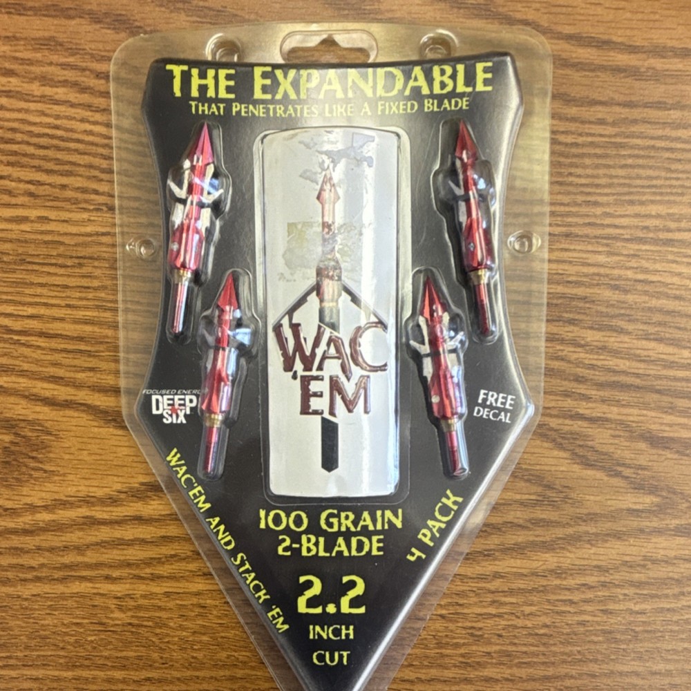 Wac’Em Expandable 2-Blade Broadhead 100 Grain 2.2″ Cut for Compound Bow 4pk