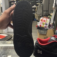 Nike SB Dunk Low Pro x Supreme Black/Red Skate Shoes w/ 94 Heel Embroidery