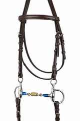 Stainless Steel 3-Piece Dog Bone Snaffle Baucher Bit w/ Copper Rings 35433