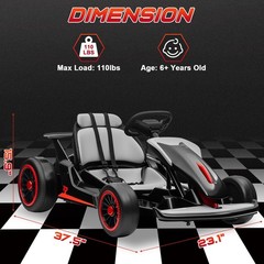 Black Kids Go Kart 24V 400W Motor Gravity Steering 3-5MPH BT Spray Outdoor Toy