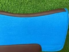 Blue Wool Felt Saddle Pad with Leather | Western Riding Pad | 30X30″ & 32X32″