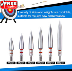 12Pcs Archery Field Points, 100/125/150/300 Grain Field Points, Screw-In Archery