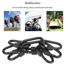 Locking Carabiner Clip Caribeaner Clips Black D Ring Spring Snap Key 8 Pack