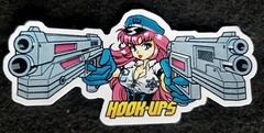 HOOK UPS STICKER VINTAGE STYLE «SEXY STICK UP» 5 1/8 X 2 1/4 GLOSSY