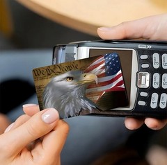 USA Flag Bald Eagle WE THE PEOPLE Credit Debit Card Skin Cover Sticker Set 2PCS