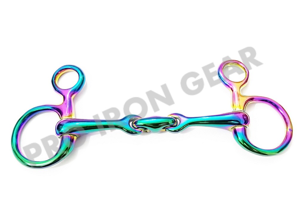 RAINBOW HANGING CHEEK LOZENGE BAUCHER HORSE BIT WITH OVAL LINK STAINLESS STEEL