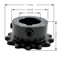 #35 Roller Chain Sprocket Type B 3/4 inch Bore 13 Tooth, Hardened Antirust