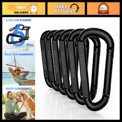 Heavy Duty Steel Carabiner Clip 1100lbs – D-Shaped Spring Hook for Hiking, Hammo