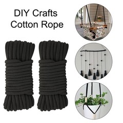 2 PCS Soft Black Cotton Rope 66Ft x 8mm Thick String Hanging Clothes Binding