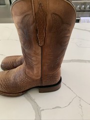 Men’s US 8M Dan Post Ka Python Print Leather Brown Western Cowboy Boots Preowned