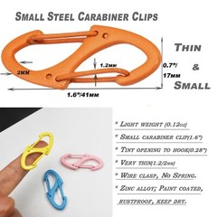 30 Pcs S Carabiner Small Alloy Snap Hooks Dual Wire Gate Keychain Clip